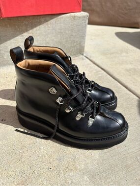 Grenson Black Leather Lace-Up Women's Bridgette Ankle Boot